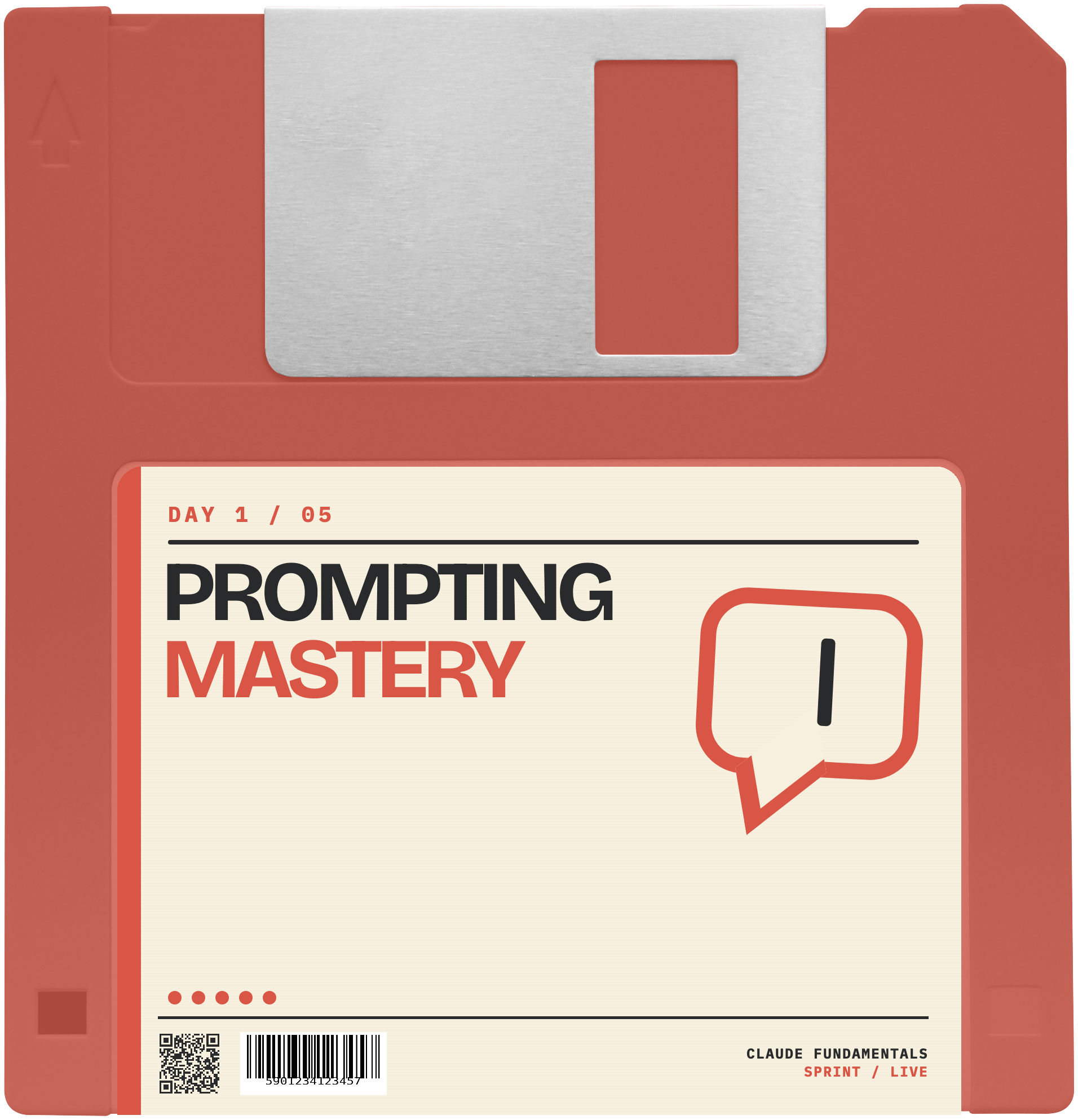 Prompting Mastery floppy disk for Day 1